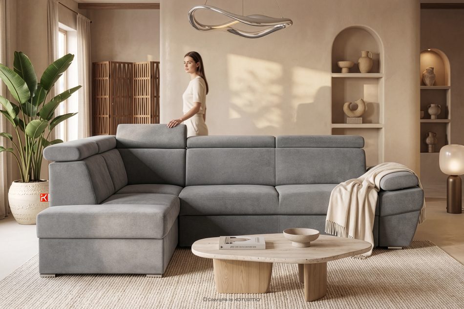 RATLO Ausklappbares Ecksofa mit Bettzeugcontainer grau links dunkelgrau - Foto 11