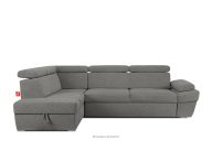 Ecksofa links mit Schlaffunktion und Bettzeugcontainer in grau