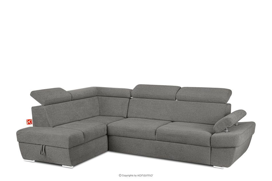 RATLO Ecksofa links mit Schlaffunktion und Bettzeugcontainer in grau aschfahl - Foto 2