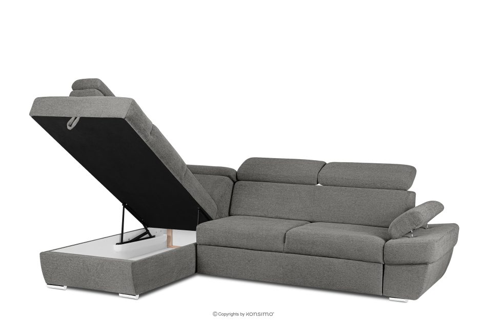 RATLO Ecksofa links mit Schlaffunktion und Bettzeugcontainer in grau aschfahl - Foto 3