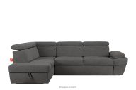 Ecksofa links mit Schlaffunktion und Bettzeugcontainer in graphitfarben