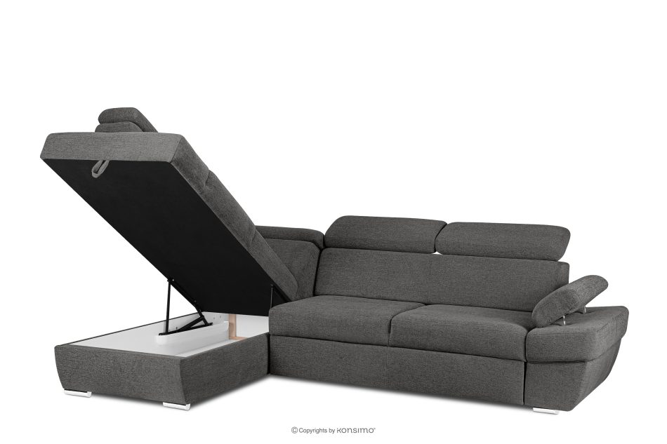 RATLO Ecksofa links mit Schlaffunktion und Bettzeugcontainer in graphitfarben graphit - Foto 3