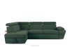 Ecksofa links mit Schlaffunktion und Bettzeugcontainer in marineblau/beige