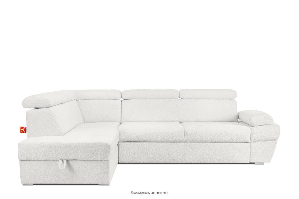 RATLO Ausklappbares Ecksofa mit Bettzeugcontainer creme links Bouclé creme - Foto 0