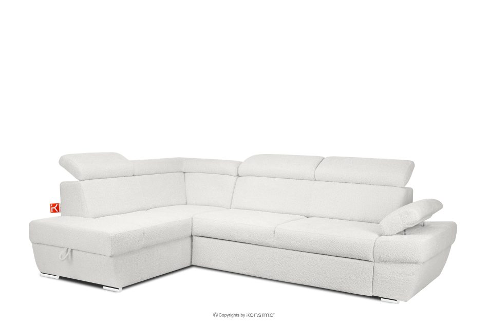 RATLO Ausklappbares Ecksofa mit Bettzeugcontainer creme links Bouclé creme - Foto 2
