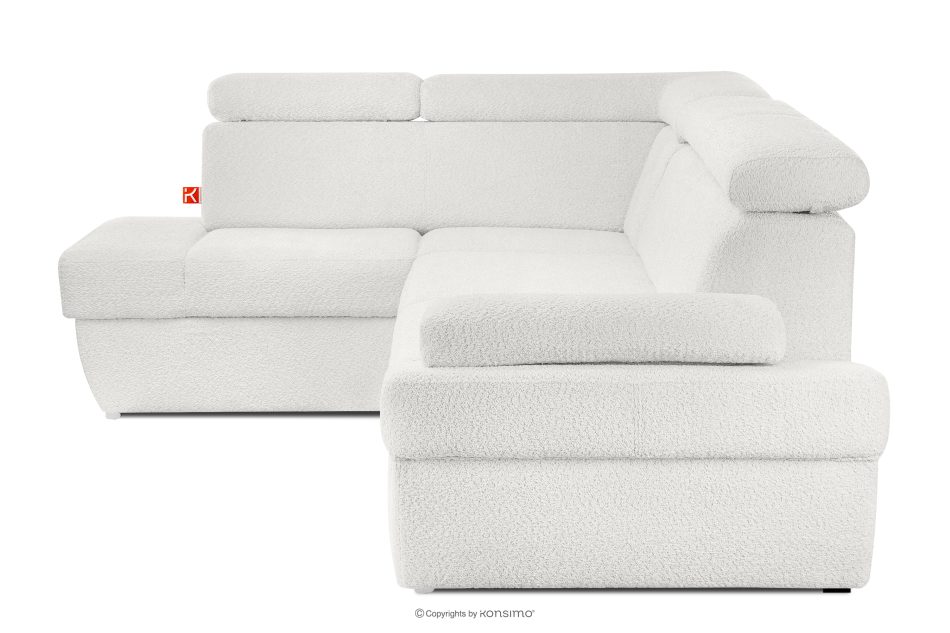 RATLO Ausklappbares Ecksofa mit Bettzeugcontainer creme links Bouclé creme - Foto 6