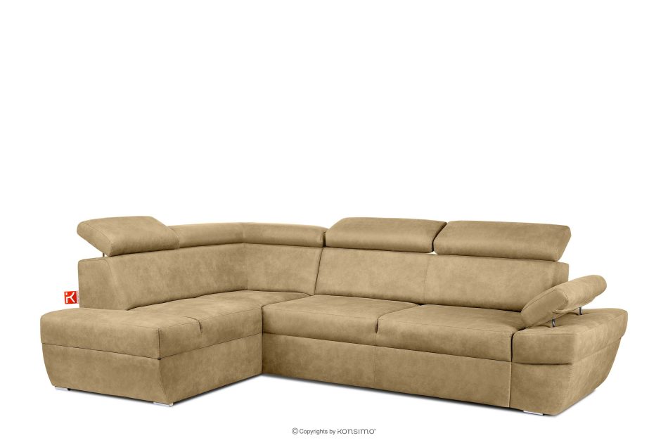 RATLO Ecksofa links mit Schlaffunktion in Leder-Optik in sandgelb sandfarben - Foto 2