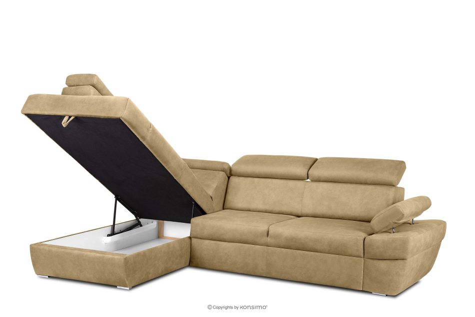 RATLO Ecksofa links mit Schlaffunktion in Leder-Optik in sandgelb sandfarben - Foto 4