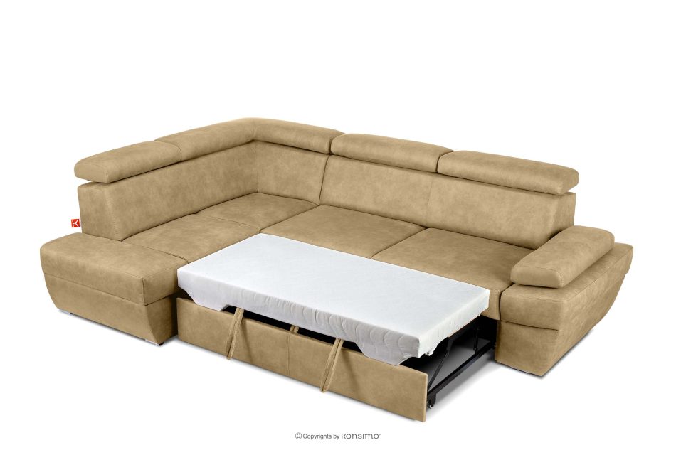 RATLO Ecksofa links mit Schlaffunktion in Leder-Optik in sandgelb sandfarben - Foto 5