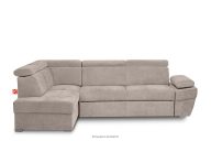 Ausklappbares Ecksofa mit Bettzeugcontainer beige links