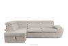 Ausklappbares Ecksofa mit Bettzeugcontainer hellbeige links Bouclé