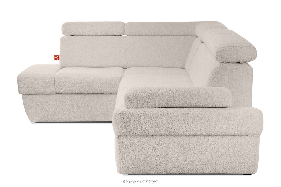 RATLO Ausklappbares Ecksofa mit Bettzeugcontainer hellbeige links Bouclé hellbeige - Foto 6