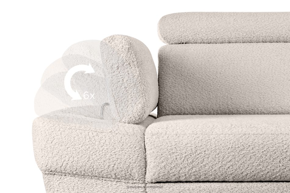 RATLO Ausklappbares Ecksofa mit Bettzeugcontainer hellbeige links Bouclé hellbeige - Foto 10