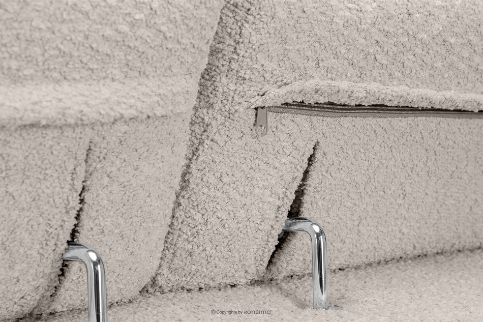RATLO Ausklappbares Ecksofa mit Bettzeugcontainer hellbeige links Bouclé hellbeige - Foto 14