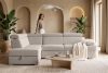RATLO Ausklappbares Ecksofa mit Bettzeugcontainer hellbeige links Bouclé hellbeige - Foto 16