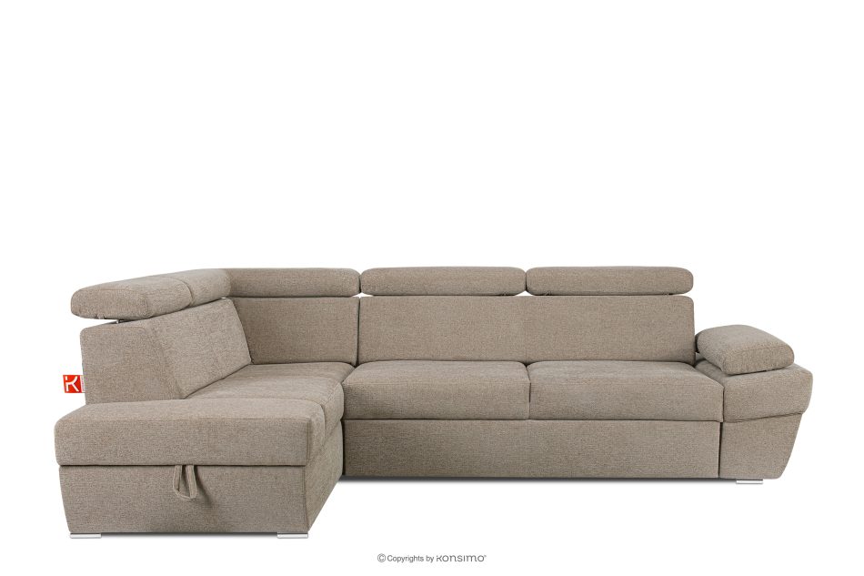 RATLO Ecksofa links mit Schlaffunktion und Bettzeugcontainer in dunkelbeige dunkelbeige - Foto 0