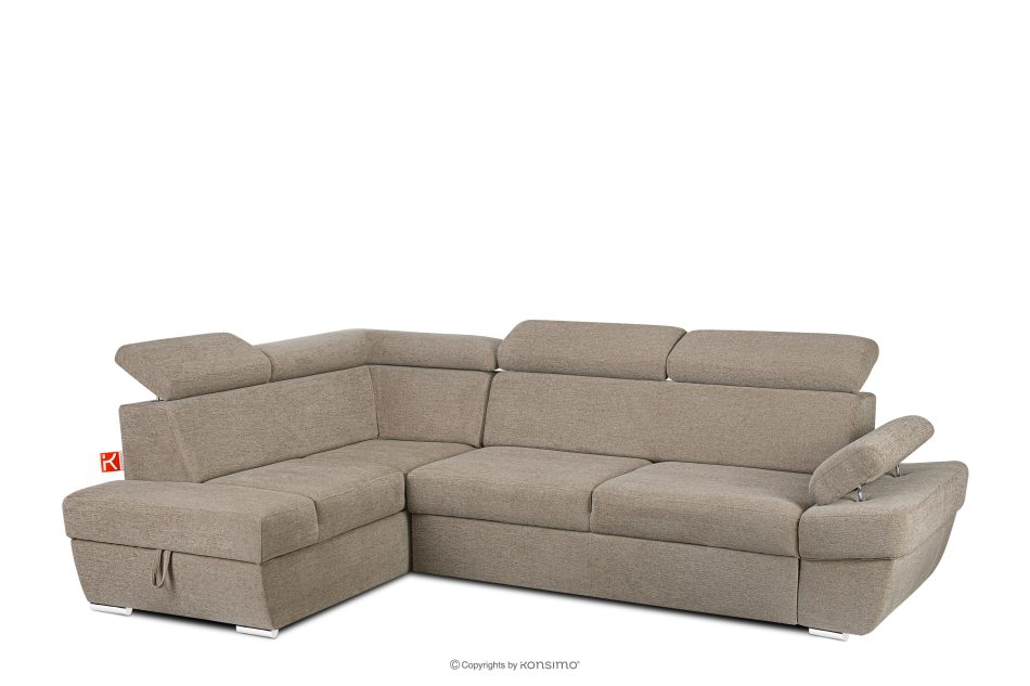 RATLO Ecksofa links mit Schlaffunktion und Bettzeugcontainer in dunkelbeige dunkelbeige - Foto 2