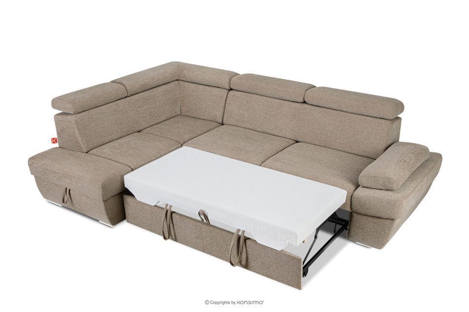 RATLO Ecksofa links mit Schlaffunktion und Bettzeugcontainer in dunkelbeige dunkelbeige - Foto 5