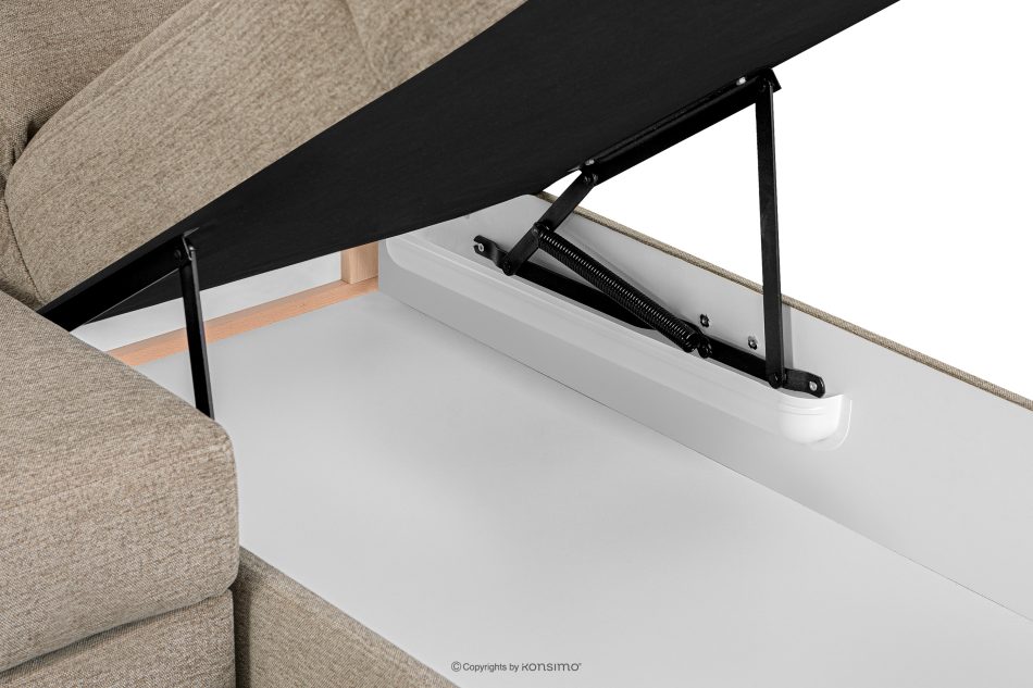 RATLO Ecksofa links mit Schlaffunktion und Bettzeugcontainer in dunkelbeige dunkelbeige - Foto 11