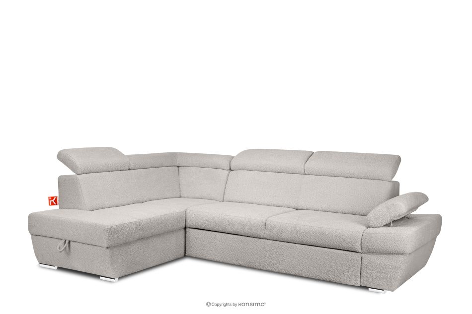 RATLO Ausklappbares Ecksofa mit Bettzeugcontainer braun links Bouclé braun - Foto 2