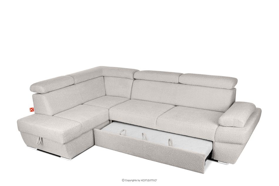 RATLO Ausklappbares Ecksofa mit Bettzeugcontainer braun links Bouclé braun - Foto 4