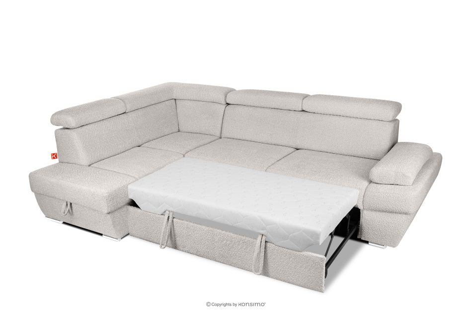 RATLO Ausklappbares Ecksofa mit Bettzeugcontainer braun links Bouclé braun - Foto 5