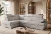 RATLO Ausklappbares Ecksofa mit Bettzeugcontainer braun links Bouclé braun - Foto 2