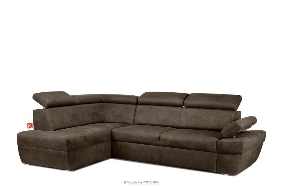 RATLO Ecksofa links mit Schlaffunktion in Leder-Optik in dunkelbraun Dunkelbraun - Foto 2