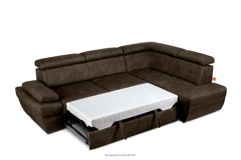RATLO Ecksofa links mit Schlaffunktion in Leder-Optik in dunkelbraun Dunkelbraun - Foto 5