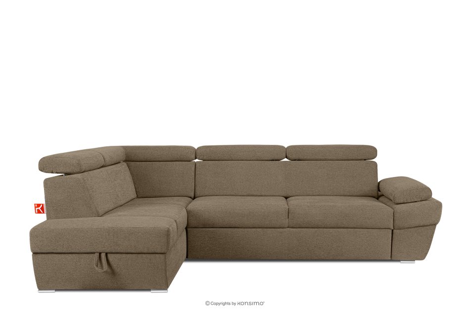 RATLO Ecksofa links mit Schlaffunktion und Bettzeugcontainer in hellbraun hellbraun - Foto 0