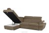 RATLO Ecksofa links mit Schlaffunktion und Bettzeugcontainer in hellbraun hellbraun - Foto 4