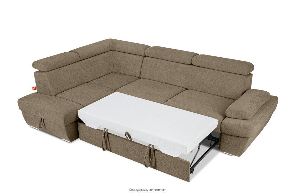 RATLO Ecksofa links mit Schlaffunktion und Bettzeugcontainer in hellbraun hellbraun - Foto 5