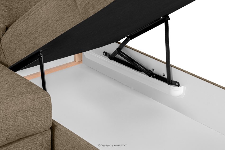 RATLO Ecksofa links mit Schlaffunktion und Bettzeugcontainer in hellbraun hellbraun - Foto 11
