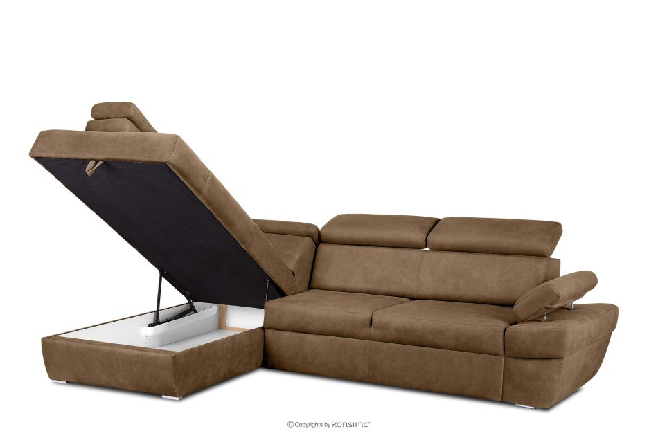 RATLO Ecksofa links mit Schlaffunktion in Leder-Optik in cappuccinobraun cappuccino - Foto 4