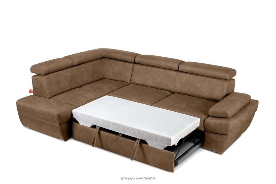 RATLO Ecksofa links mit Schlaffunktion in Leder-Optik in cappuccinobraun cappuccino - Foto 5