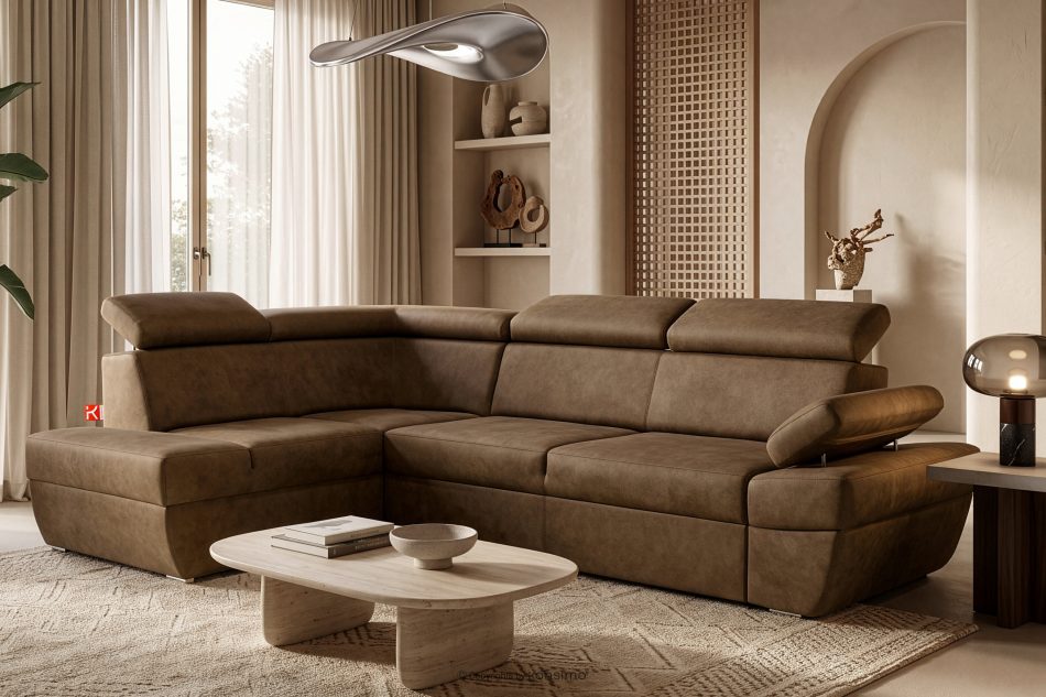 RATLO Ecksofa links mit Schlaffunktion in Leder-Optik in cappuccinobraun cappuccino - Foto 1