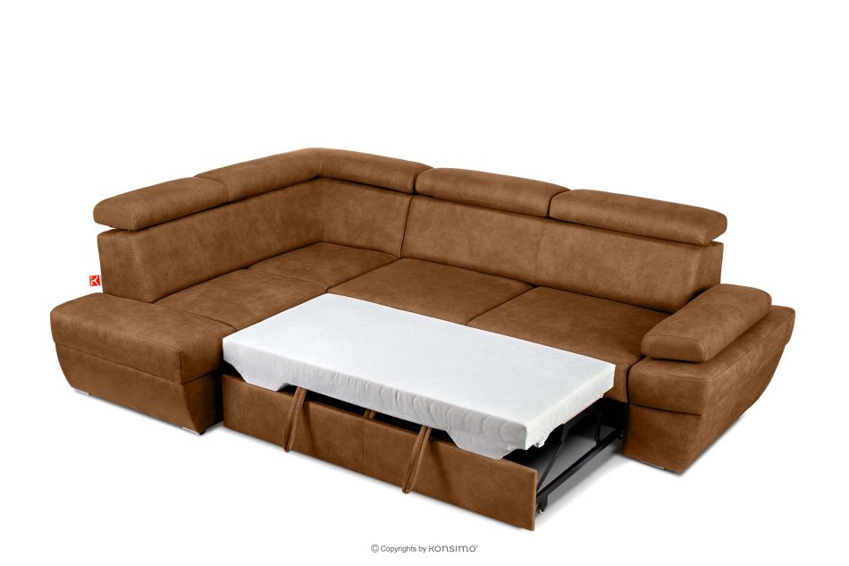 RATLO Ecksofa links mit Schlaffunktion in Leder-Optik in rostbraun rost - Foto 5