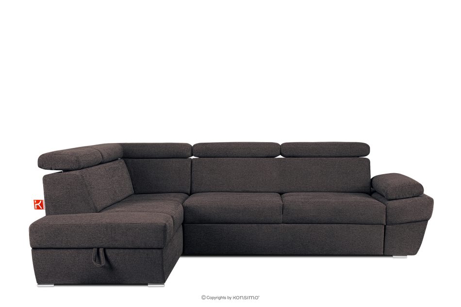 RATLO Ecksofa links mit Schlaffunktion und Bettzeugcontainer in marineblau/braun marineblau/braun - Foto 0