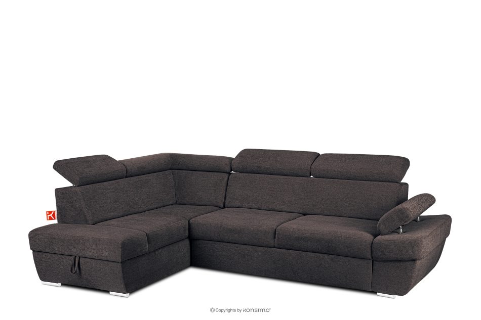 RATLO Ecksofa links mit Schlaffunktion und Bettzeugcontainer in marineblau/braun marineblau/braun - Foto 2