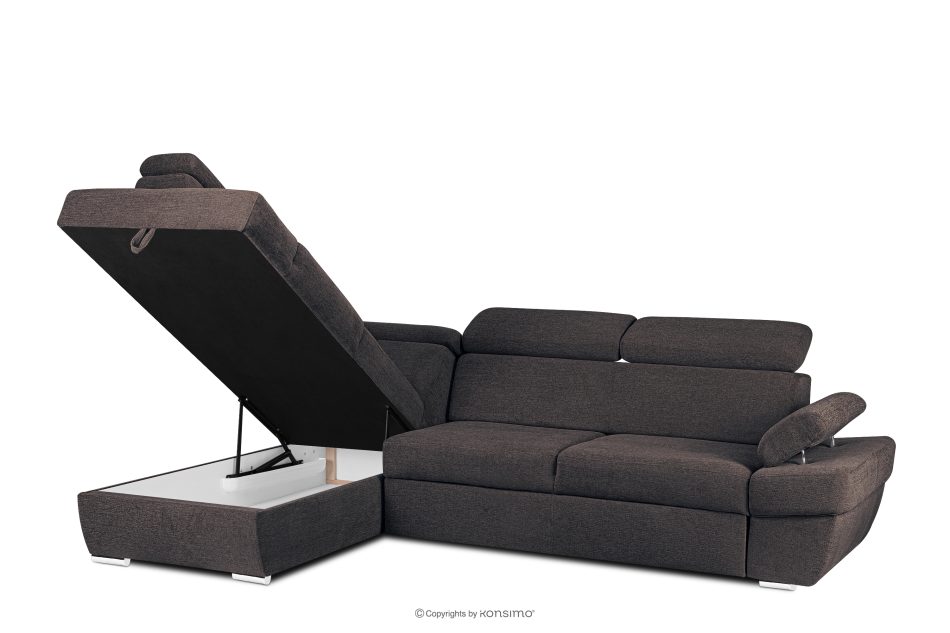 RATLO Ecksofa links mit Schlaffunktion und Bettzeugcontainer in marineblau/braun marineblau/braun - Foto 3