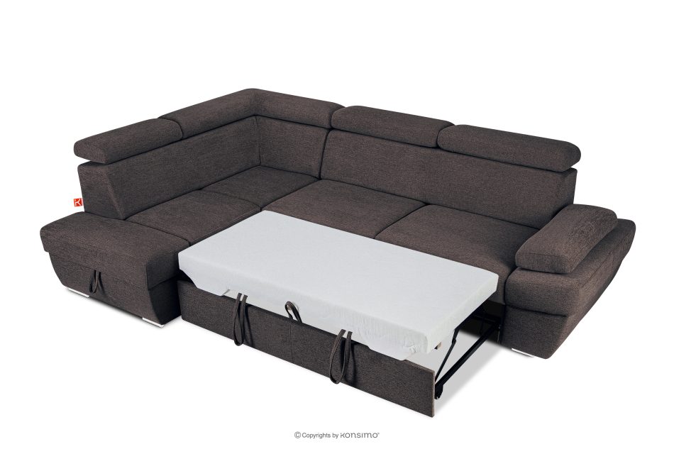 RATLO Ecksofa links mit Schlaffunktion und Bettzeugcontainer in marineblau/braun marineblau/braun - Foto 5