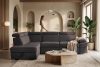 RATLO Ecksofa links mit Schlaffunktion und Bettzeugcontainer in marineblau/braun marineblau/braun - Foto 15