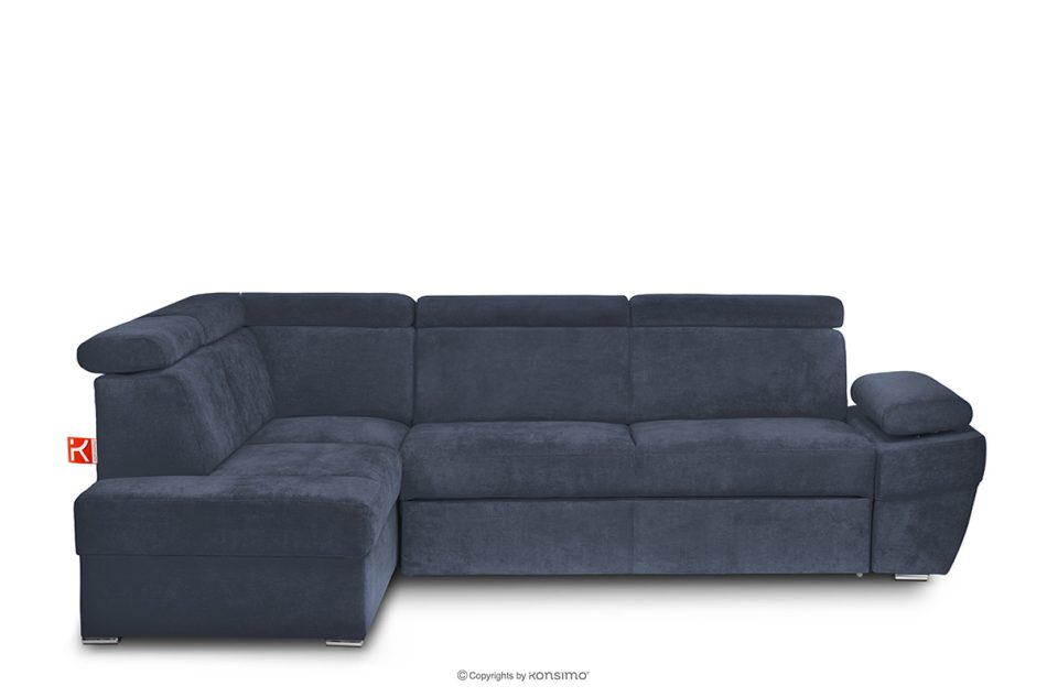 RATLO Ausklappbares Ecksofa mit Bettzeugcontainer navy blau links marineblau - Foto 0