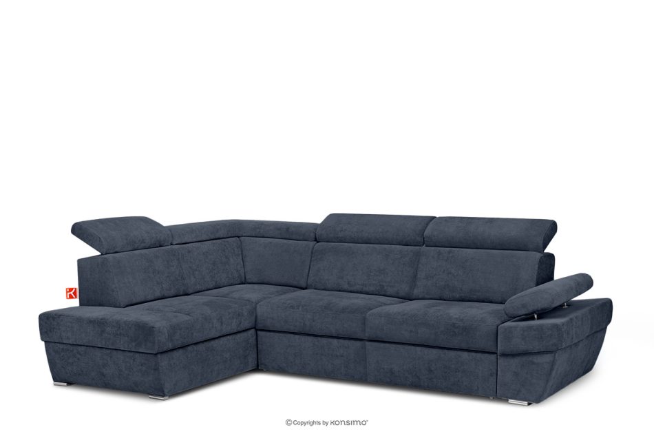 RATLO Ausklappbares Ecksofa mit Bettzeugcontainer navy blau links marineblau - Foto 2