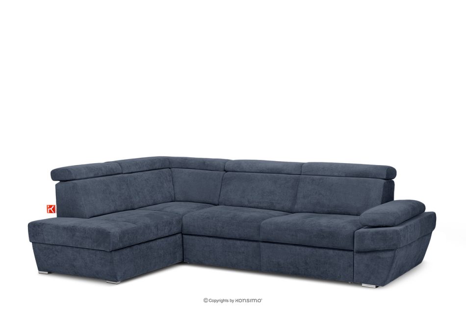 RATLO Ausklappbares Ecksofa mit Bettzeugcontainer navy blau links marineblau - Foto 3