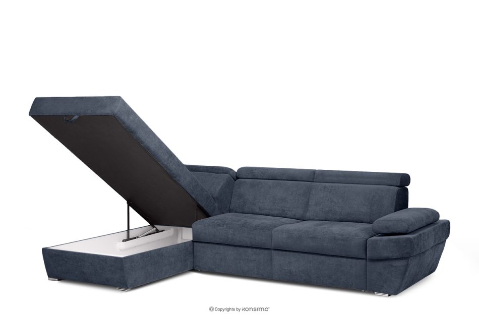 RATLO Ausklappbares Ecksofa mit Bettzeugcontainer navy blau links marineblau - Foto 4