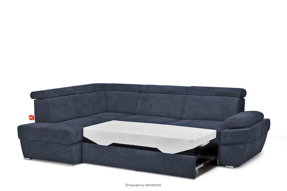 RATLO Ausklappbares Ecksofa mit Bettzeugcontainer navy blau links marineblau - Foto 5