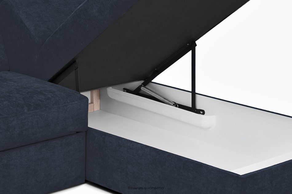 RATLO Ausklappbares Ecksofa mit Bettzeugcontainer navy blau links marineblau - Foto 7