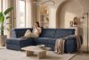 RATLO Ausklappbares Ecksofa mit Bettzeugcontainer navy blau links marineblau - Foto 12