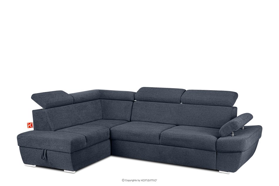 RATLO Ecksofa links mit Schlaffunktion und Bettzeugcontainer in dunkelblau dunkelblau - Foto 2
